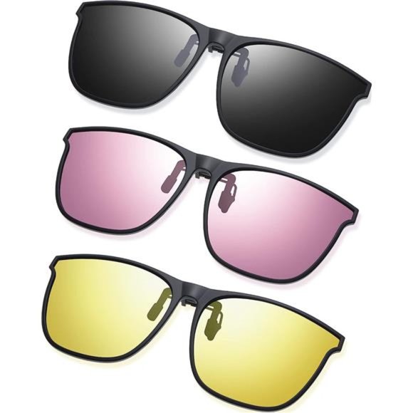 3 Pair Polarized Clip-on Sunglasses Large Anti-glare TR90 Frame Lightweigh - Picture 1 of 6